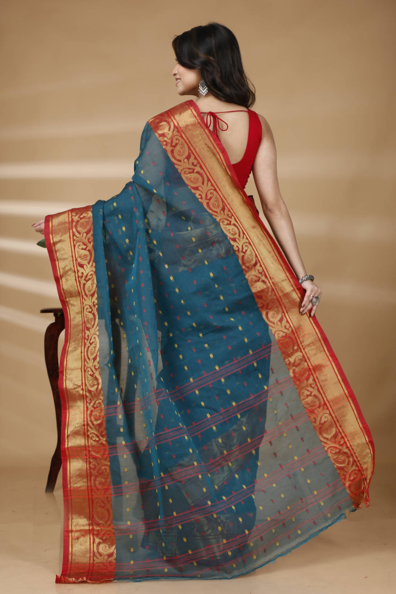 Dark Green Pure Cotton Sachi Tant Saree (1304)